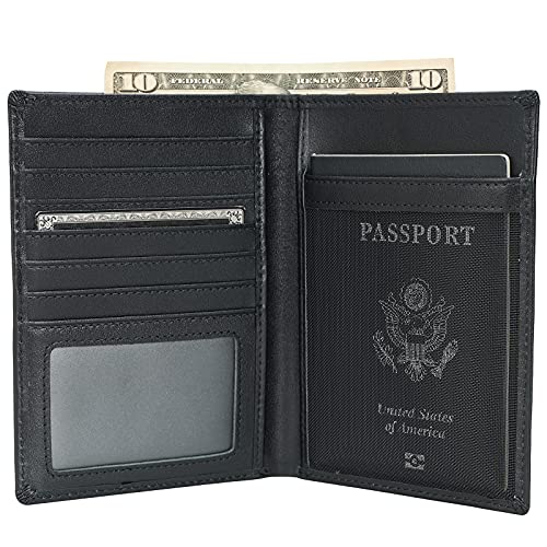 Polare RFID Blocking Napa Leather Passport Holder Travel Wallet For Men and Women (Black) - color: Black