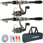 PLUSINNO Fishing Rod, Telescopic Fishing Rod and Reel Combo, Collapsible Travel Fishing Pole Rod Starter Kit, Carbon Fiber Fishing Rods and 12 +1 Bearings Stainless Steel, Fishing Gifts for Men Adults - color: 2PACK Full Kit with Carrier Case, size: 2.1m