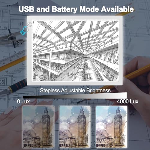 LitEnergy Rechargeable Light Board Battery Powered Light Box, Ultra-Thin Adjustable Artcraft LED Tracing Table Light Pad for Drawing, Diamond Art Painting, Sketching, Animation, Stenciling (Silver) - color: SILVER, size: 04 - 10x15inch rechargeable