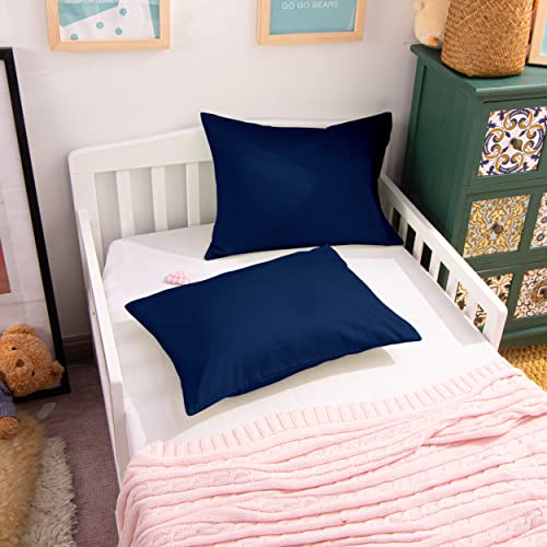NTBAY Egyptian Cotton Toddler Pillowcases - Set of 2 - Travel Pillow Cases - 500 Thread Count Cotton 13x18 Pillow Covers - Envelope Closure Nursery Pillowcases, 13x18 Inches, Navy Blue - color: Navy Blue
