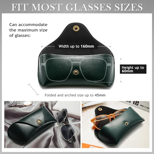 SUNGAIT Vegan Leather Glasses Case Portable Sunglasses Holder Hard Shell Slim Design Travel-Ready - color: Dark Green