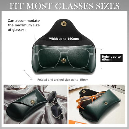SUNGAIT Vegan Leather Glasses Case Portable Sunglasses Holder Hard Shell Slim Design Travel-Ready - color: Dark Green