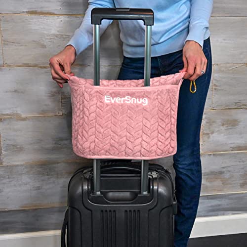 EverSnug Travel Blanket & Pillow 68x42 - Premium Ultra-Soft Microfleece 2 in 1 Compact & Packable Flight Blanket with Soft Bag Pillowcase, Hand Luggage Sleeve and Backpack Clip (Light Pink) - color: Light Pink