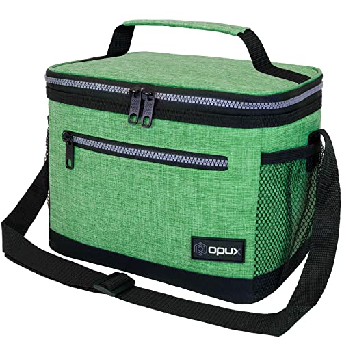 opux Insulated Lunch Box Men Women, Lunch Bag for Work School, Leakproof Soft Cooler Tote Adult, Large Lunch Pail Kids Boys Girls, Picnic Beach Food Bag with Shoulder Strap, Heather Green - color: Heather Green, size: Medium