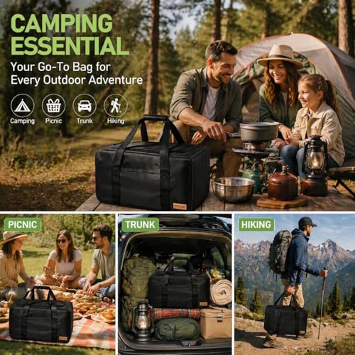Camping Kitchen Storage Bag, 28L Water-Resistant Outdoor Camping Cookware Organizer for Camping Utensils,Cookware,BBQ Essentials & Portable Propane Camping Stove