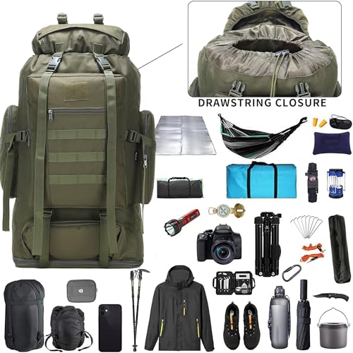 Hiking Backpack for Men 70L/100L Camping Backpack Military Rucksack Molle 3 Days Assault Pack for Climbing | Camping Backpack - color: 100l-olivegreen