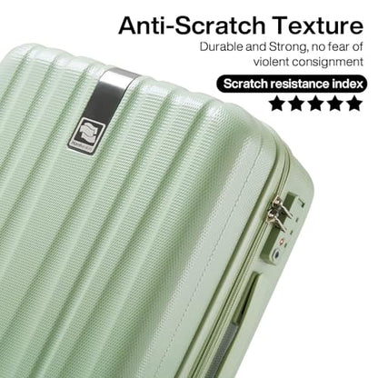 Hanke 20 Inch Carry On Luggage 22x14x9 Airline Approved Lightweight PC Hard Shell Suitcases with Wheels Travel Luggage Rolling Suitcase Travel Luggage Bag for Weekender(Bamboo Green) - color: Bamboo Green, size: Carry on 20 Inch