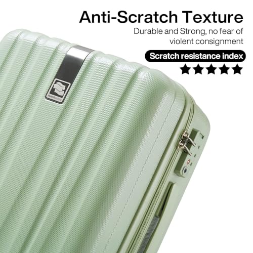 Hanke 20 Inch Carry On Luggage 22x14x9 Airline Approved Lightweight PC Hard Shell Suitcases with Wheels Travel Luggage Rolling Suitcase Travel Luggage Bag for Weekender(Bamboo Green) - color: Bamboo Green, size: Carry on 20 Inch