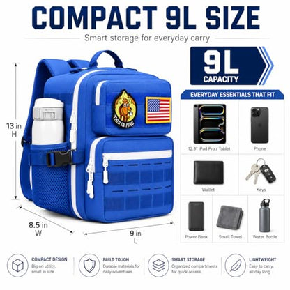 9L Mini Tactical Backpack for Men Women,Small Military Tactical Backpack for Sport,Gym,Hiking,Travel,Camping (Navy Blue) - color: Navy Blue