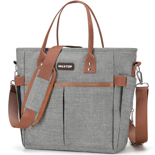 MAXTOP Lunch Bag Women for Work Insulated Thermal Lunch Box with Wide-Open Pocket Reusable Leakproof Cooler Bags with Removable Shoulder Strap for Teacher Nurse Office Picnic Travel Grey - color: Light Grey, size: Large