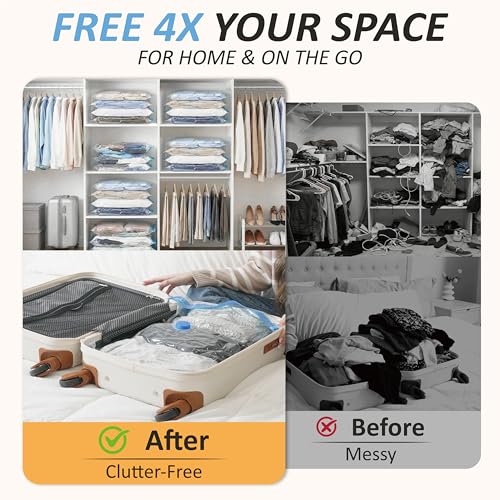 Cozy Essential Travel Vacuum Storage Bags with Rechargeable Cordless USB Pump, Space Saver Bags for Luggage, Suitcase, Carry-On, for Clothes, Blankets, Bedding & Seasonal Storage,12 Combo