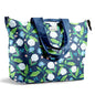 Fit & Fresh XL Beach Tote Bag for Women – XL Travel Tote with Zipper & Pockets, Oversized Canvas Pool Bag, Weekender Carry-On - color: Navy Hydrangeas