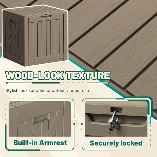 Devoko 40 Gallon Deck Box Outdoor Storage Box Waterproof for Patio, Large Outdoor Storage Bench Lockable for Outside (Brown, 40 Gallon) - color: Brown, size: 40 Gallon 1 Pack