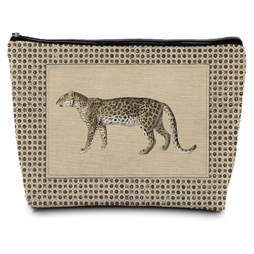 Cheetah Print Makeup Bag, Cheetah Animal Lovers Gifts for Women, Neutral Vintage Leopard Makeup Pouch, Retro Trendy Leopard Aethetic Gifts Zipper Pouches for Purse - color: Trendy Cheetah