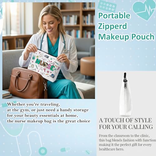 Nurse Graduation Gifts for Women, Nurse Medical Makeup Bag Appreciation Birthday Gifts for Nurses, Nursing Essentials Travel Cosmetic Pouch Bags with Zipper - B06 - style: Leopard Nurse