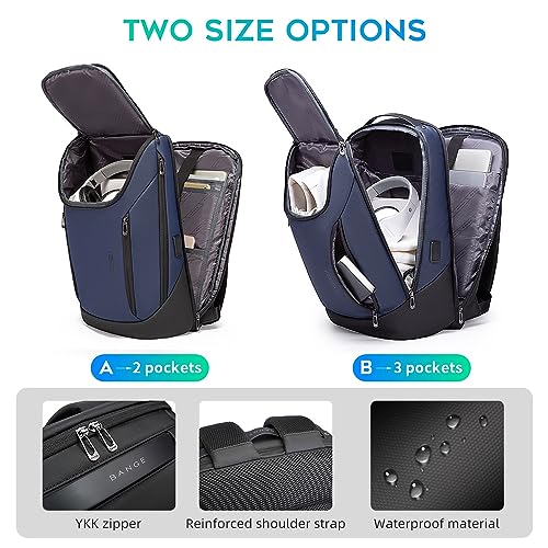 BANGE Business Smart Backpack Waterproof fit 15.6 Inch Laptop Backpack with USB Charging Port,Travel Durable Backpack - color: Blue