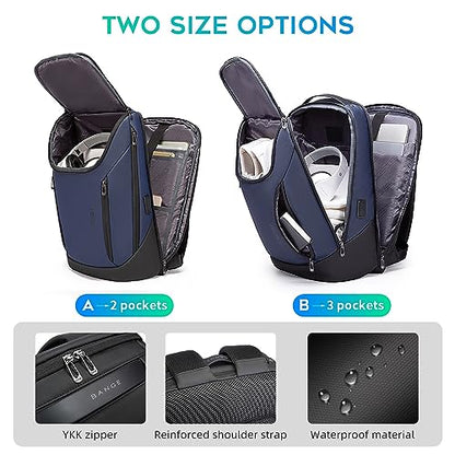 BANGE Business Smart Backpack Waterproof fit 15.6 Inch Laptop Backpack with USB Charging Port,Travel Durable Backpack - color: Blue