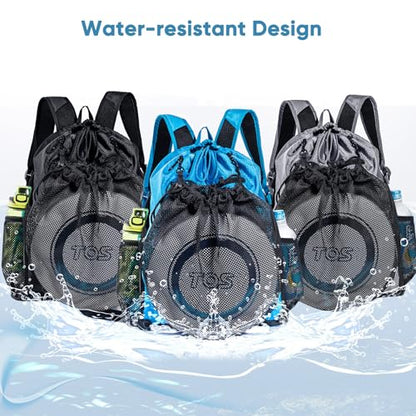 Large Beach Backpack Waterproof Sandproof - Customized Oversized Drawstring Pool Bag with Shoe Compartment for Toiletries, Towels, Gym, Travel - color: Blue