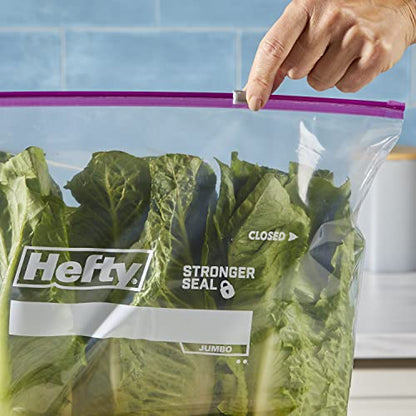 Hefty Slider Jumbo Storage Bags, 12 Count, 2.5 Gallon Extra Large Storage Bags for Bulk Leftovers, Travel Clothes, Shoes, Office Supplies, and More, Writable Label, Secure Zip and Click Closure - size: 12 Count (Pack of 1)