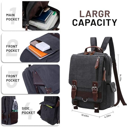 mygreen Canvas Cross Body Messenger Bag Shoulder Sling Backpack Travel Rucksack - color: Black With Shoulder Zipper, size: Large