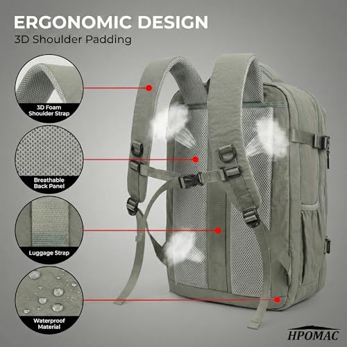 Vacuum Compression Backpack, Carry-On Size Travel Backpack with Vacuum System and Pump, Expands to 55L Packing Capacity, Fits 17” Laptop & 5–7 Days of Clothes, Water-Resistant Compression Backpack - color: Greenish Gray, size: 55L
