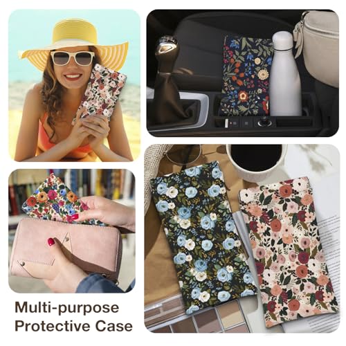 Eyeglass Cases 4 Pack,Boho Floral Pattern Sunglasses Case,PU Leather Soft Eye Glass Pouch for Women Men Student - color: Red
