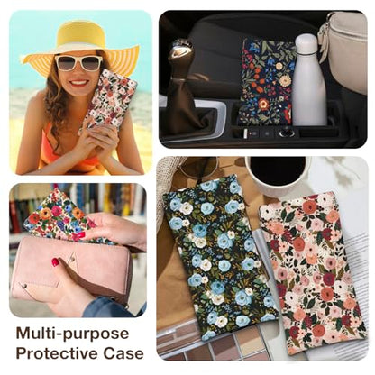 Eyeglass Cases 4 Pack,Boho Floral Pattern Sunglasses Case,PU Leather Soft Eye Glass Pouch for Women Men Student - color: Red
