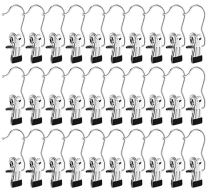 Boot Hangers for Closet,30 Pack Laundry Hooks with Clips,Stainless Steel Boot Hanger Clips,Portable Hangers Single Clip Space Saving Boot Clips for Hanging (Black) - color: Black