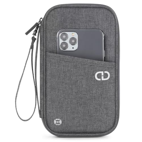 Family Passport Holder Organizer, RFID Blocking Travel Document Case, Lightweight Large Passport Cover Case Waterproof Bag Document Organizer for Women & Men - color: Dark Gray