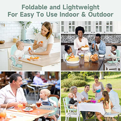YOLEO Baby High Chair Booster Seat for Dining Table, Foldable High Chairs with Adjustable Heights, Travel Booster Seat with Removable Tray - color: Green, size: No Cushion