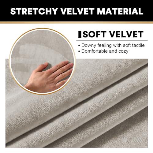 PrinceDeco 2 Pack Thick Velvet Stretch Armrest Covers for Chairs and Sofas Armchair Covers for Arms Couch Arm Covers Armrest Covers for Sofa Non Slip, Oatmeal - color: Oatmeal