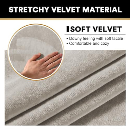 PrinceDeco 2 Pack Thick Velvet Stretch Armrest Covers for Chairs and Sofas Armchair Covers for Arms Couch Arm Covers Armrest Covers for Sofa Non Slip, Oatmeal - color: Oatmeal