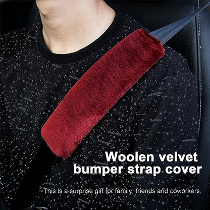 Ziciner 2 Packs Car Seatbelt Covers Shoulder Pad, Universal Soft Faux Sheepskin Shoulder Cover for Comfortable Driving, Fluffy Seat Belt Protector Help to Protect Your Neck and Shoulder (Wine Red) - color: Wine Red