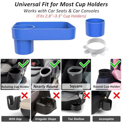 Car Seat Snack Tray for Kids, Mess-Free Square Travel Tray Cup Holder Snack Tray, Durable Car Food Tray for Toddlers, Universal Fit Kids Travel Road Trip Essentials (1, Blue) - color: blue