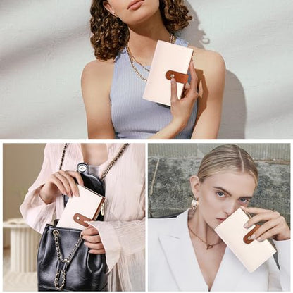 yiijay Women's Wallets RFID Blocking Leather Trifold Clutch Wallet Credit Card Holder Ladies Travel Wallet Purse with Pen Holder - color: 1Beige&Brown
