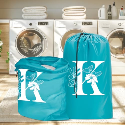 Sylfairy 2 Pack Extra Large Travel Laundry Bag, Dirty Clothes Organizer with Drawstring,Heavy Duty Travel Laundry Bags - color: Letter K