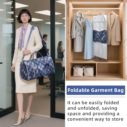 Convertible Garment Duffel Bag for Travel, 2-in-1 Foldable Travel Bag with Shoe Compartment, 20.5x10x12.5Inch Carry On Weekender Bags for Men Women Business Trip, Vacation, Graduation, Blue - color: Sapphire