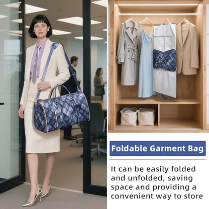 Convertible Garment Duffel Bag for Travel, 2-in-1 Foldable Travel Bag with Shoe Compartment, 20.5x10x12.5Inch Carry On Weekender Bags for Men Women Business Trip, Vacation, Graduation, Blue - color: Sapphire