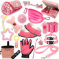 FLYSTAR Puppy Starter Kit for Small Dogs, 26 pcs Dog Supplies, Dog Toys, Collar & Leash, Training Clicker, Treat Bag, Poop Waste Bag with Dispenser, Blanket, Grooming Glove, Bowls, Toothbrush, etc - color: Pink, size: 26 pcs