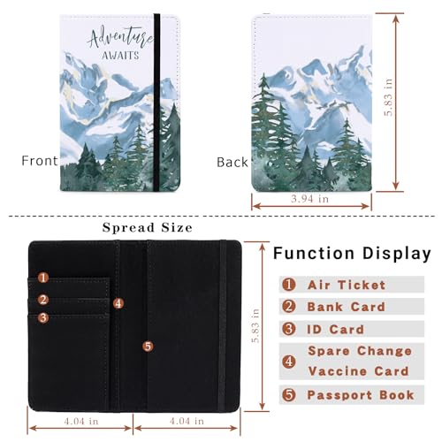 PDE-QUNLIAN Passport Book Holder Passport Wallet for Children Passport Holder for Kid Passport Cover for Boy and Girl Passport Case Passport Books Holder 1 PCS (6x4IN) - color: Snowy Mountain-1pcs
