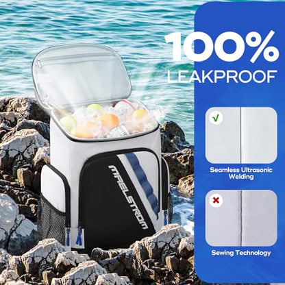 Maelstrom Backpack Cooler,36 Can Cooler Backpack,Soft Cooler Bag Insulated Leakproof,Lightweight Ice Chest Backpack,Travel Cooler Lunch Backpack for Camping,Hiking,Beach - color: White