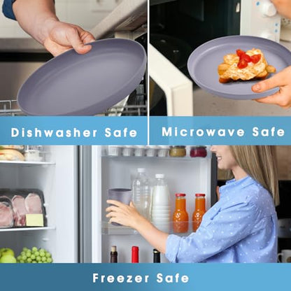 40 Piece Plastic Dinnerware Set for 8 with Cutlery, Unbreakable Plates and Bowls Set, Dishwasher & Microwave Safe Reusable Dish Set for Camping, RV, Outdoor Kitchen, Apartment Dining, Gray - color: Gray