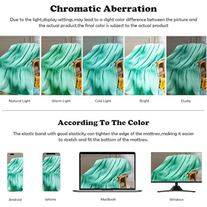 NEWCOSPLAY Super Soft Throw Blanket Aqua Premium Silky Flannel Fleece Leaves Pattern Lightweight Bed Blanket All Season Use (Aqua, Throw(50"x60")) - color: Aqua, size: Throw(50"x60")