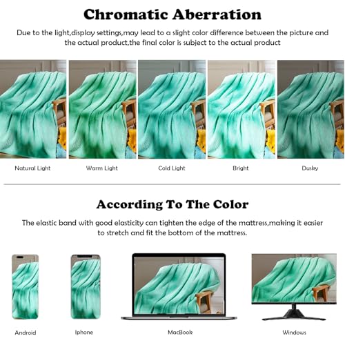 NEWCOSPLAY Super Soft Queen Blanket Aqua Premium Silky Flannel Fleece Leaves Pattern Lightweight Bed Blanket All Season Use (Aqua, Queen(90"x90")) - color: Aqua, size: Queen(90"x90")