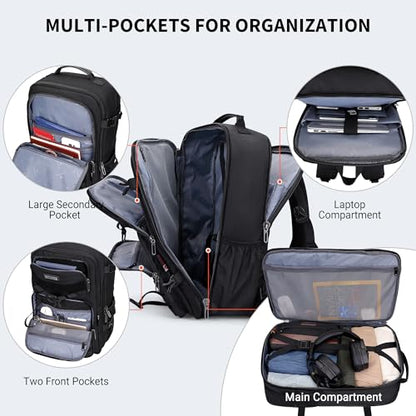 WITZMAN Carry On Travel Backpack for Men Large Convertible 45L Fit 17 Inch Laptop Backpack 3 in 1 Bag for Airline Approved(B688 Black) - color: Black