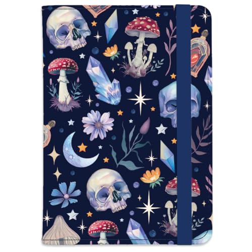 Skull Leather Passport Holder Cover Mushroom Flower Halloween Travel Wallet Passport Case with Credit Card Slots for Women Men Travelling Essentials for Flying - color: Skull