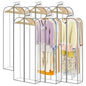 LANDNEOO 6 Pack Clear Garment Bags for Hanging Clothes with Zippers on Double Sides - 10'' Clothes Storage for Coat, Dress, and Fur in Closet - 60'' Long Suit Bags - size: 60 inch