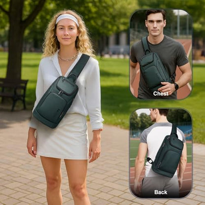 hk Sling Bag for Man, Waterproof Utility Crossbody Bag with Anti-theft Pocket for Men - color: Green