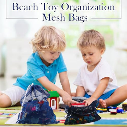 Frienda 6 Pieces Mesh Stuff Sack, 11 x 15 Inch Durable Nylon Drawstring Laundry Bag for Rinsing Beach Toys, Seashell Collecting, Mesh Bags for Travel(Blue) - color: Blue