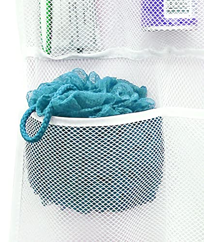 S&T INC. Shower Organizer, Shower Caddy & Bathroom Organizer, 2 Pack, White | Quick Drying Mesh, 7 Pockets to Hold Shampoo, Soap, Loofah, and Cruise Ship Essentials - color: White